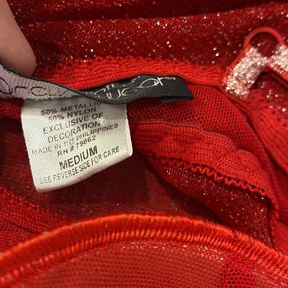 Cinema Etoile Red Shimmer Sheer Chemise Slip Size Medium - Picture 13 of 13